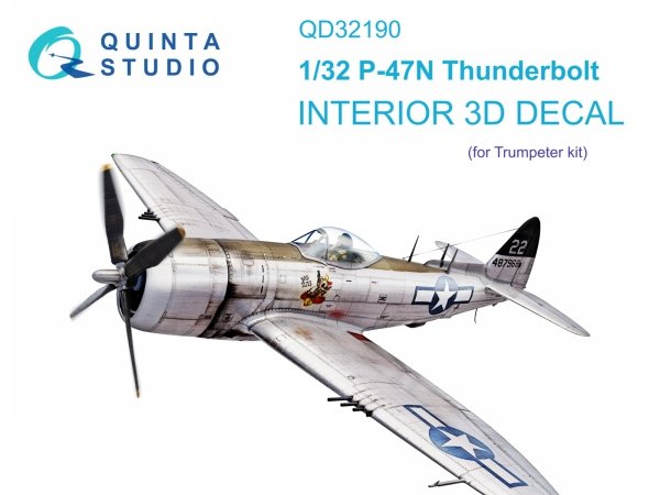 Quinta Studio QD32190 P-47N Thunderbolt 3D-Printed coloured Interior on decal paper (Trumpeter) 1/32