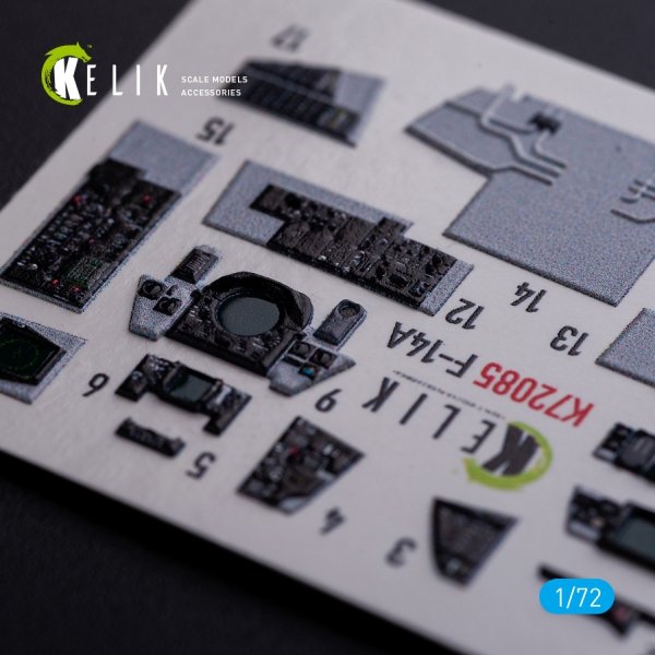 KELIK K72085 F-14A Tomcat - interior 3D decals for Hasegawa kit 1/72