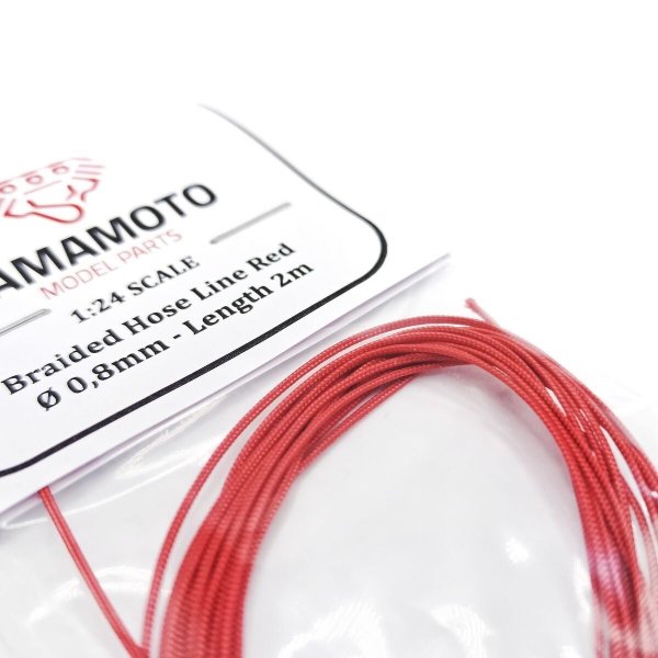 Yamamoto YMPTUN92 Wąż pleciony czerwony 0,8 mm 2m  1/24