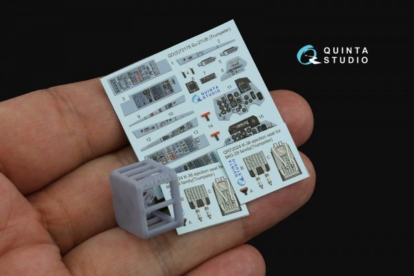 Quinta Studio QD+72178 Su-27UB 3D-Printed &amp; coloured Interior on decal paper (Trumpeter) (with 3D-printed resin part) 1/72