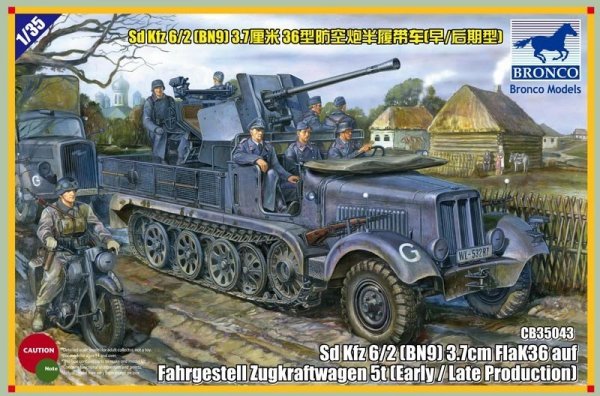 Bronco CB35043 Sd.kfz 6/2 5t 3.7cm Flak36 half-track (BN9) Early/Late Prod.