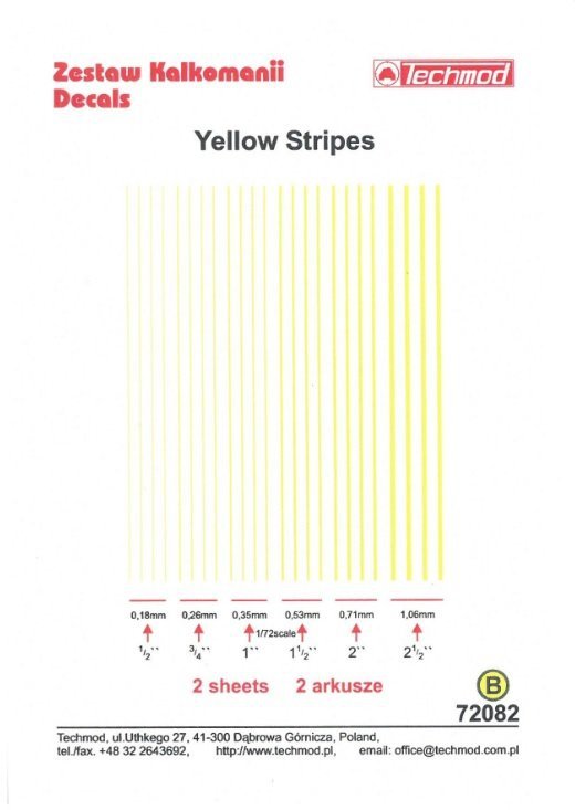 Techmod 72082 Yellow Stripes 1/72