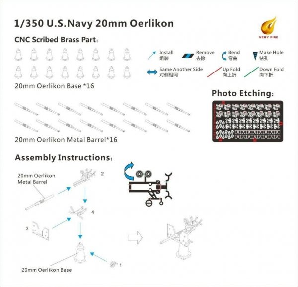 Very Fire USS07 U.S.Navy 20mm Oerlikon (16 sets) 1/350