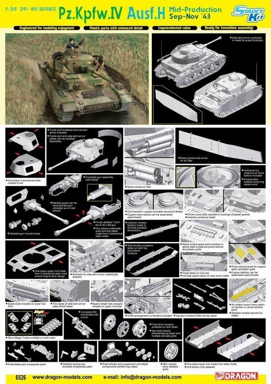 Dragon 6526 Pz.Kpfw.IV Ausf.H, Mid-Production Sep-Nov 43 (1:35)