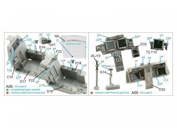 Quinta Studio QDS-48375 AH-64E 3D-Printed &amp; coloured Interior on decal paper (Hasegawa) (Small version) 1/48