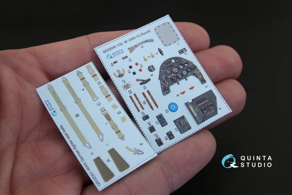 Quinta Studio QD32045 Bf 109G-10 3D-Printed &amp; coloured Interior on decal paper (for Revell kit) 1/32