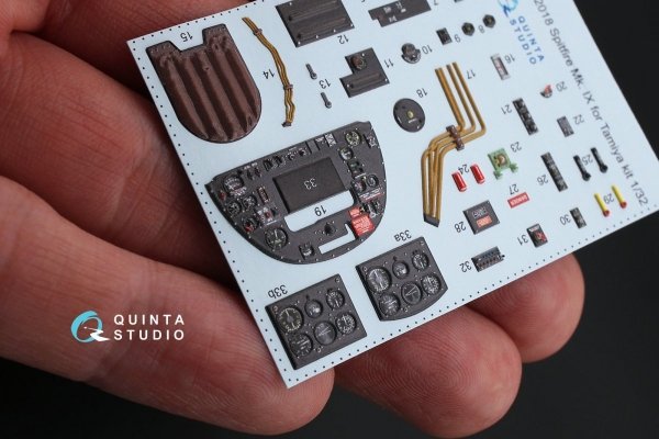 Quinta Studio QD32018 Spitfire Mk.IX 3D-Printed &amp; coloured Interior on decal paper (for Tamiya kit) 1/32