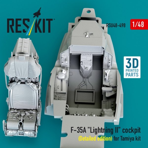RESKIT RSU48-0498 F-35A "Lightning II" cockpit (Detailed edition) for Tamiya kit (3D Printed) (1/48)