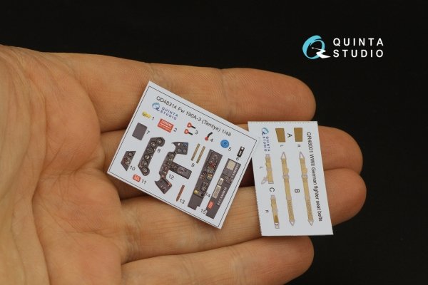 Quinta Studio QD48314 Fw 190A-3 3D-Printed &amp; coloured Interior on decal paper (Tamiya) 1/48