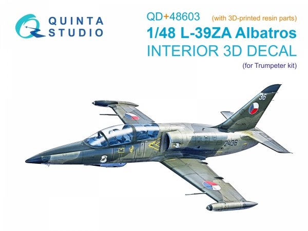 Quinta Studio QD+48603 L-39ZA 3D-Printed &amp; coloured Interior on decal paper ( Trumpeter )( with 3D-printed resin parts ) 1/48