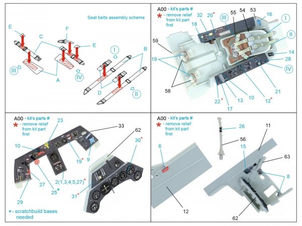 Quinta Studio QD32120 Fw 190 A-8/A-9 3D-Printed &amp; coloured Interior on decal paper ( Revell ) 1/32