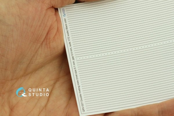 Quinta Studio QRV-027 Double riveting rows (rivet size 0.10 mm, gap 0.4 mm, suits 1/72 scale), Black color, total length 6.7 m/22 ft