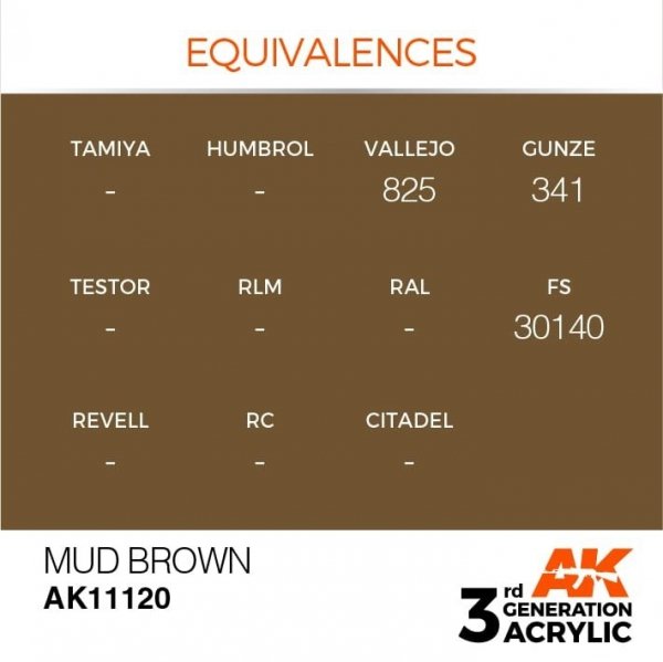 AK Interactive AK11120 MUD BROWN – STANDARD 17ml