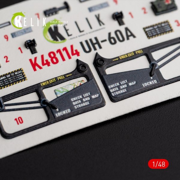 KELIK K48114 UH-60A Black Hawk - Type 2 &quot; Defence Intelligence of Ukraine&quot; interior 3D decals for ICM kit 1/48