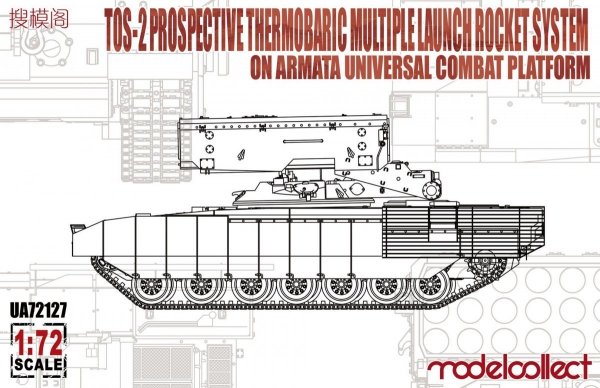 Modelcollect UA72127 TOS-2 Prospective Thermobaric MuLtlplelaunch Rocket System on Armata Universal Combat Platform (1:72)