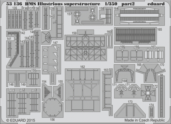 Eduard 53136 HMS Illustrious superstructure AIRFIX 1/350