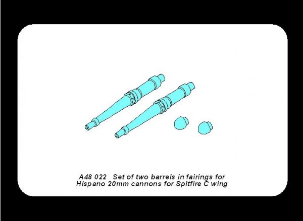 Aber A48 022 Set of two barrels for Hispano 20mm machine cannons for British fighter Spitfire (1:48)