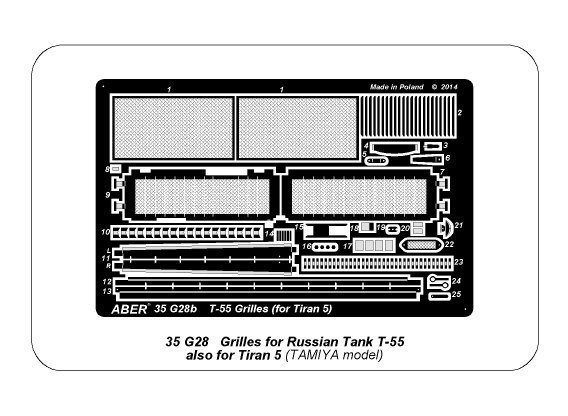 Aber 35G28 Grilles for Russian tank T-55 also Tiran 5 (1:35)