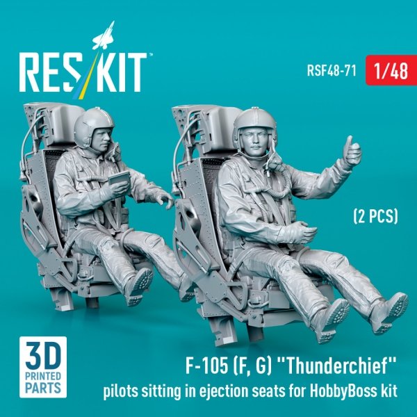 RESKIT RSF48-0071 F-105 (F, G) &quot;Thunderchief&quot; pilots sitting in ejection seats for HobbyBoss kit (2 pcs) (3D Printed) 1/48