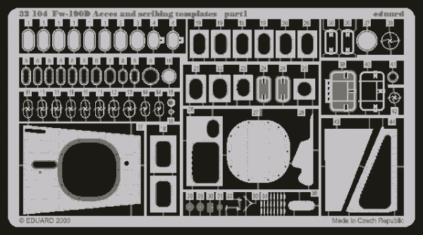 Eduard 32104 Fw 190D access and scribing templates 1/32 HASEGAWA