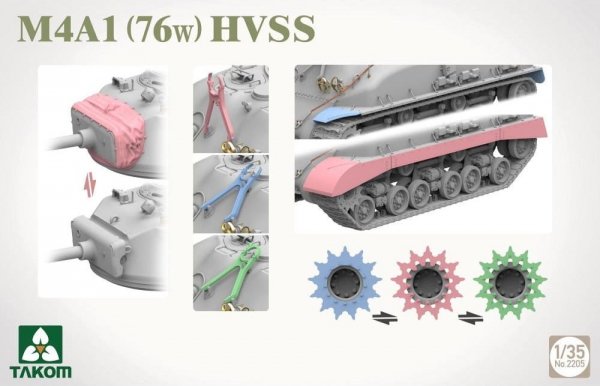 Takom 2195W M4A1(76w)HVSS + M1 Super Sherman + US Army Tank Crewman - Limited Edition Sherman² Box 1/35