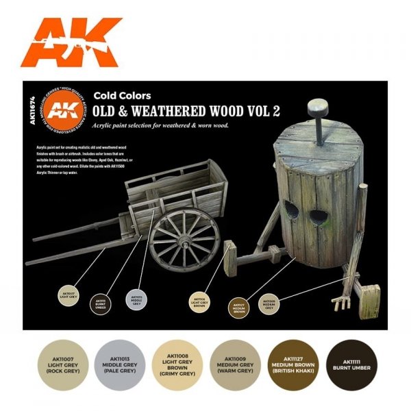 AK Interactive AK11674 3G OLD &amp; WEATHERED WOOD VOL 2  6x17 ml