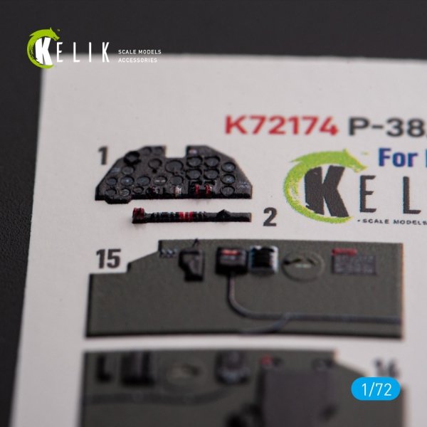 Kelik K72174 Р-38J "Lightning" - interior 3D decals for Italeri/Academy kit (1/72)