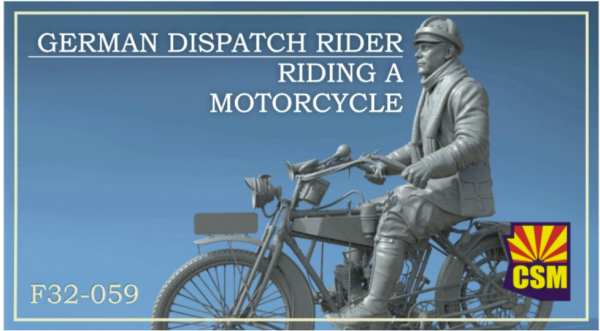 Copper State Models F32-059 German Dispatch Rider riding a motorcycle (Motorcycle not included) 1/32