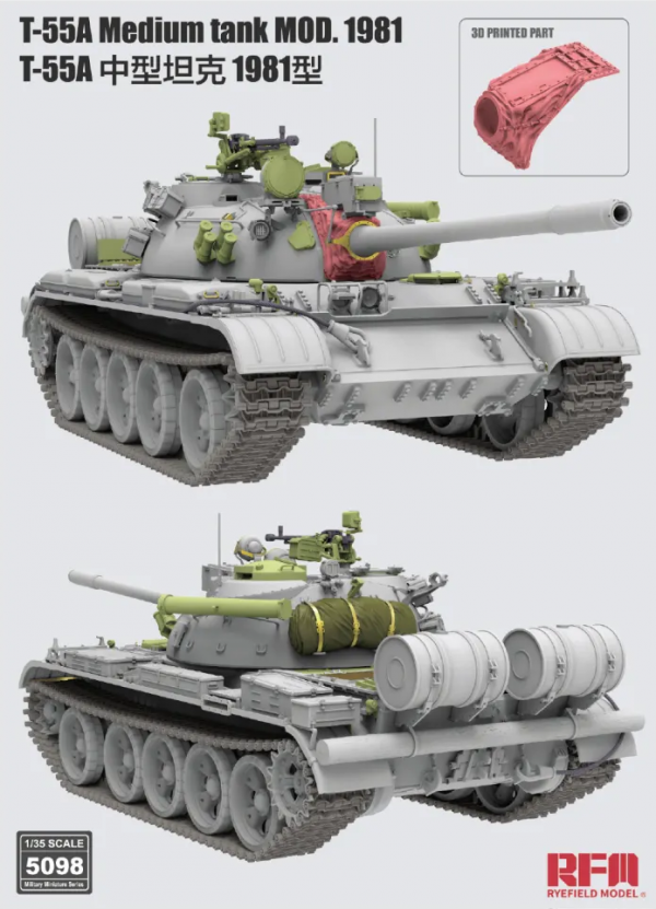 Rye Field Model 5098 T-55A Medium Tank Mod. 1981 with workable track links 1/35