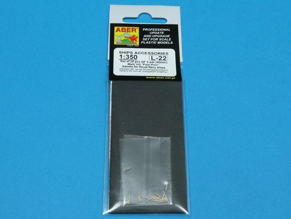 Aber 350L-22 Set of 20 pcs QF 2-pdr 40 mm Mk.VIII Pom Pom barrels for Royal Navy ships (1:350)