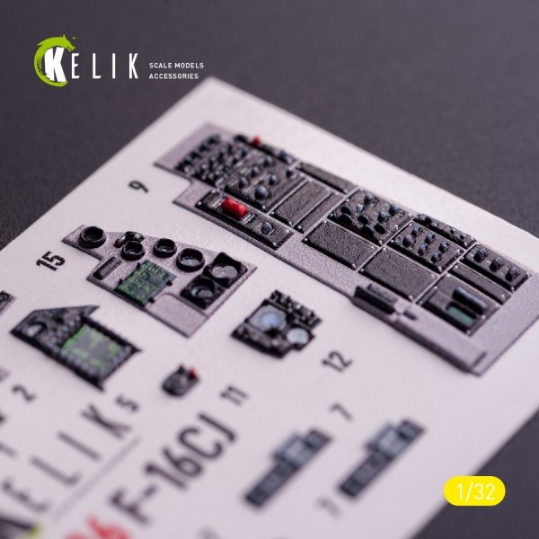 Kelik K32036 F-16CJ - interior 3D decals for Tamiya kit 1/32