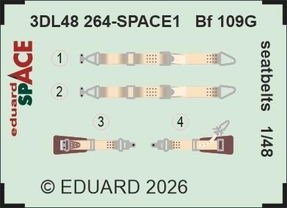 Eduard 3DL48264 Bf 109G seatbelts SPACE for  1/48