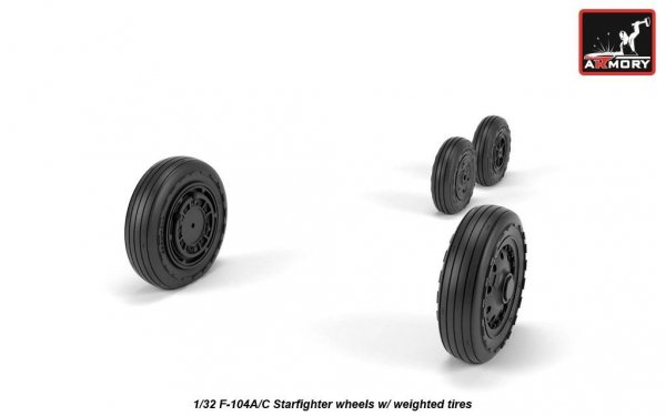 Armory Models AW32302 F-104A/C Starfighter wheels, w/ optional nose wheels, weighted 1/32