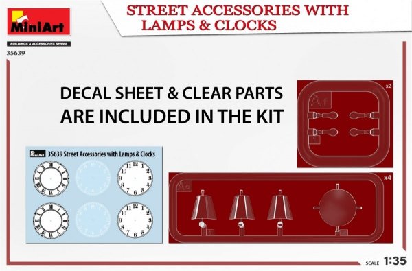 MiniArt 35639 STREET ACCESSORIES WITH LAMPS &amp; CLOCKS 1/35