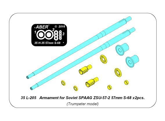 Aber 35L-205 Armament for Soviet SPAAG ZSU-57-2 57mm S-68 x2pcs. (1:35)