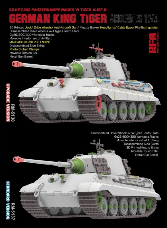 Rye Field Model 5138 German King Tiger Pz.Kpfw. VI Ausf. B Ardennes 1944 Upgrade Version 1/35
