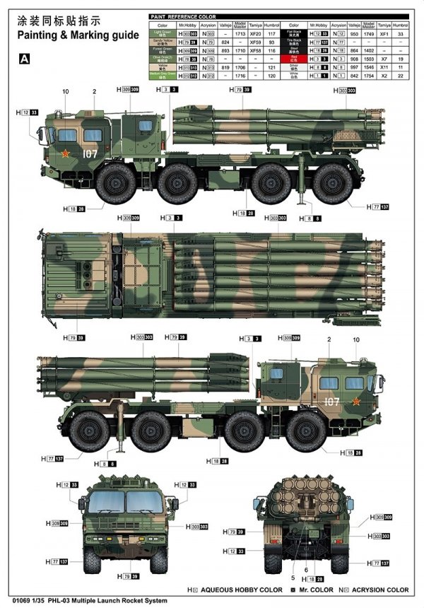 Trumpeter 01069 PHL-03 Multiple Launch Rocket System 1/35
