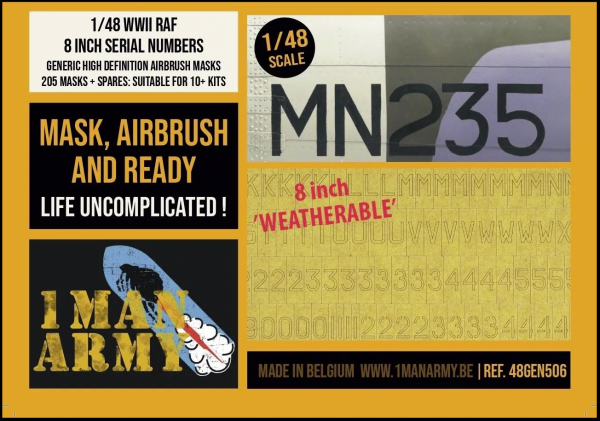1 Man Army 48GEN506 RAF 8 Inch Serial Numbers 1/48