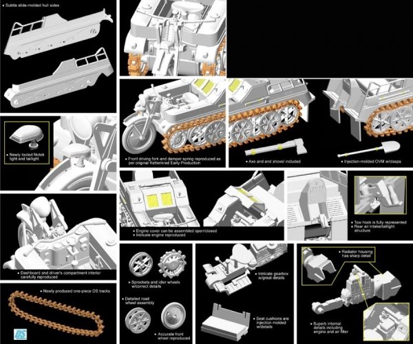 Dragon 6341 Sd.Kfz.2 Kettenkrad Early Production w/Infanteriekarren 1:35
