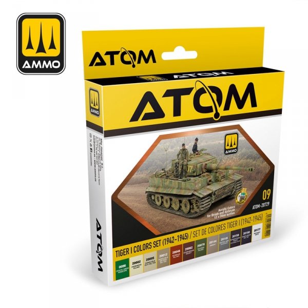 AMMO by Mig Jimenez 20729 ATOM Acrylic Paint: Tiger I Color Set (1942-1945) 12x20ml