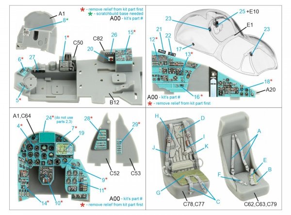 Quinta Studio QD48356 Mi-24D 3D-Printed &amp; coloured Interior on decal paper (Trumpeter) 1/48