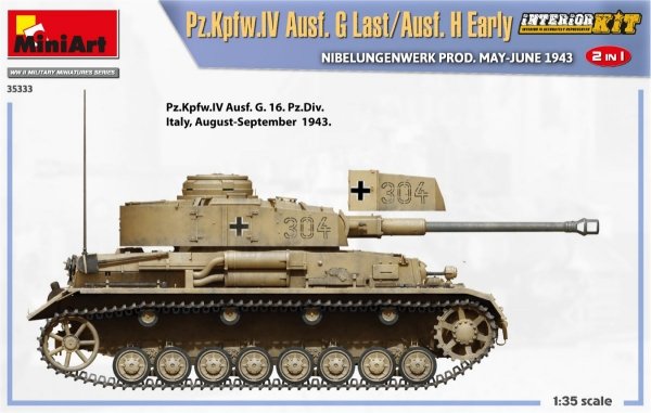 MiniArt 35333 Pz.Kpfw.IV Ausf. G Last/Ausf. H Early. NIBELUNGENWERK PROD. MAY-JUNE 1943. 2 IN 1 INTERIOR KIT 1/35