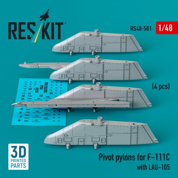 RESKIT RS48-0501 Pivot pylons for F-111C with LAU-105 (4 pcs) (3D Printed) 1/48