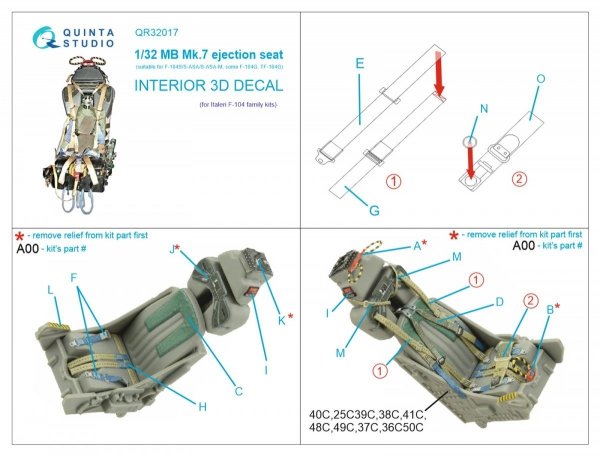 Quinta Studio QR32017 MB Mk.7 seat for F-104 family (Italeri) 1/32