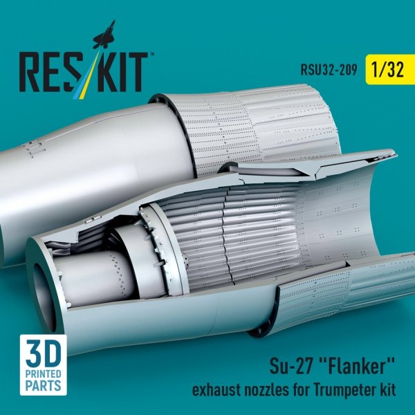 RESKIT RSU32-0209 Su-27 "Flanker" exhaust nozzles for Trumpeter kit (3D Printed) 1/32
