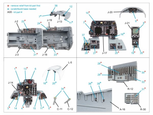 Quinta Studio QDS-48448 F-4G early 3D-Printed &amp; coloured Interior on decal paper (Zoukei Mura SWS) (Small version) 1/48
