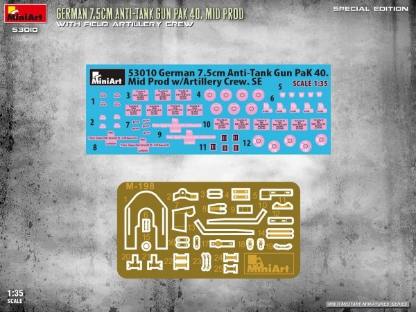 MiniArt 53010 GERMAN 7.5CM ANTI-TANK GUN PAK 40. MID PROD W/ARTILLERY CREW. SPECIAL EDITION 1/35