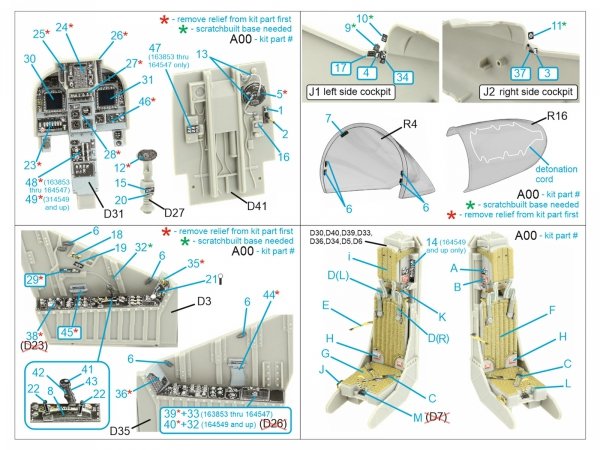Quinta Studio QD32194 AV-8B Harrier II late 3D-Printed &amp; coloured Interior on decal paper (Trumpeter) 1/32