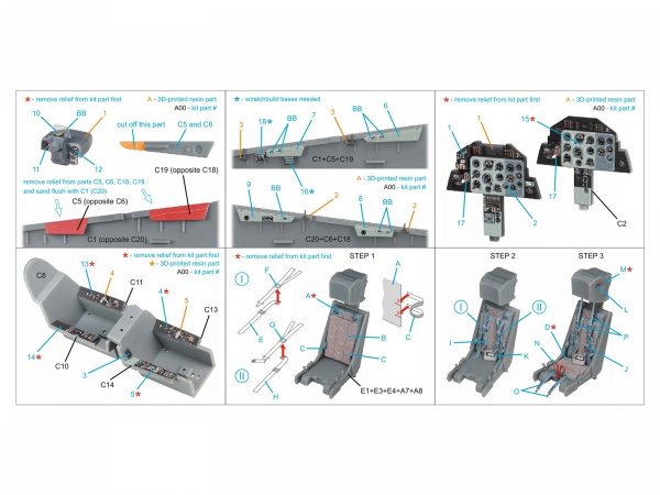 Quinta Studio QD+48603 L-39ZA 3D-Printed &amp; coloured Interior on decal paper ( Trumpeter )( with 3D-printed resin parts ) 1/48