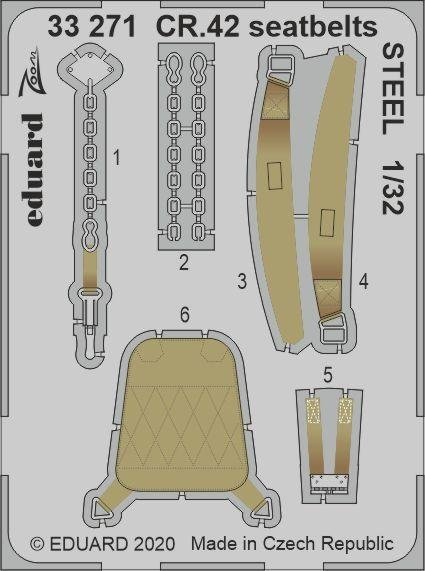 Eduard 33271 CR.42 seatbelts STEEL ICM 1/32